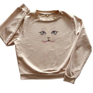 Future State Cat Print Sweatshirt Pale Pink Retro airbrush
